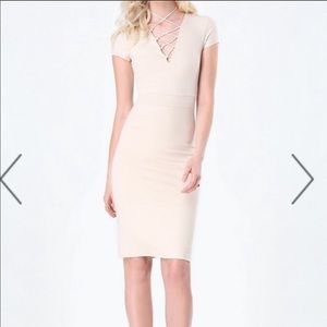 Bebe Petite Lace Up Midi Dress